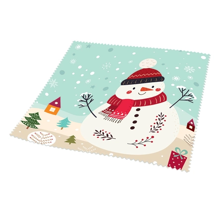 Ściereczka do okularów 18x18 cm, Christmas Snowman, pakowana pojedynczo
