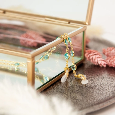 Łańcuszek do okularów metalowy, Rimini, niebiesko złoty - 1 szt.